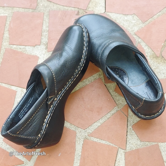 BOC BORN Clogs Womens 7 Black Leather Slip On Comfort Shoes - Picture 3 of 13